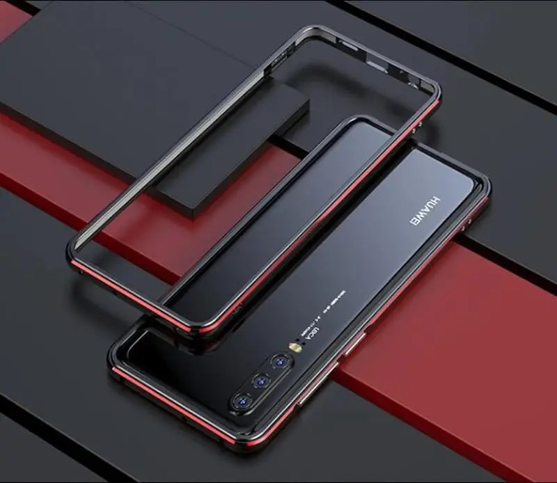 Для huawei P30 Pro чехол Роскошный глянцевый алюминиевый бампер Защитная крышка P30 Lite чехол металлический каркас P30 чехол - Цвет: black with red