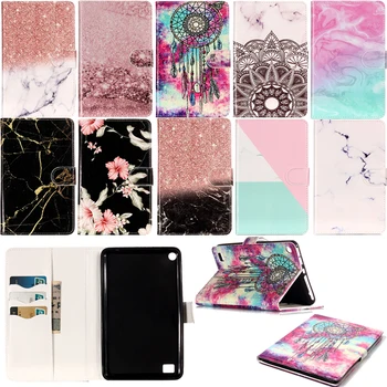 

Funda Capa For Amazon Kindle Fire HD 8 2017 8th Generation Marble Leather Wallet Flip Case Tablet Ebook Cover Coque Skin Cases