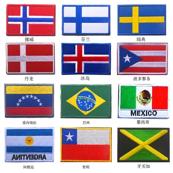 

1PC 3D Embroidered Norway Finland Denmark Brazil world country Flag Patch Sew On Clothes Armband Backpack Sticker DIY Applique