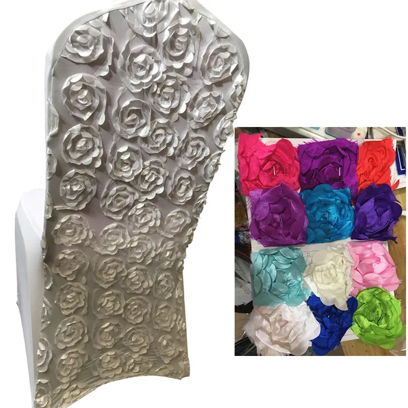

Big discounts !!! universial rosette satin chair covers for wedding party decor free shipping