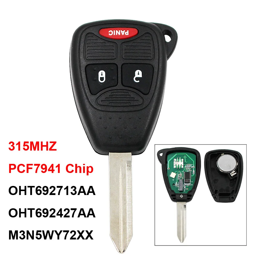 

2+1/3 Button Remote Car Key 315MHz PCF7941 Chip OHT692713AA OHT692427AA M3N5WY72XX for Chrysler 200 300 Aspen for Dodge for Jeep