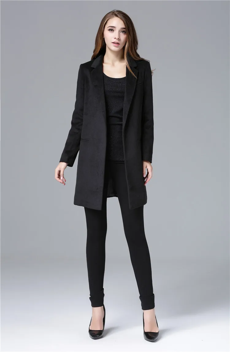 Cheap and Chic Celebrity All match Woolen Medium Long font b Jacket b font