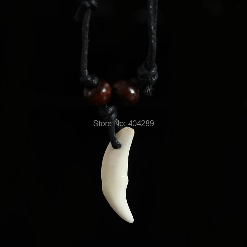 

Tibet Jewelry Amulet Real Tooth Fangs Canine Wolf Tooth Pendant Surfer Necklace Adjustable Gift