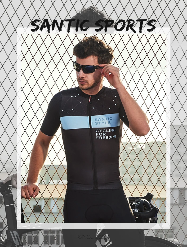 Santic мужской короткий рукав Велоспорт Джерси Pro Team MTB дорожный велосипед Топы быстросохнущая анти-пиллинг рубашка велосипедная одежда