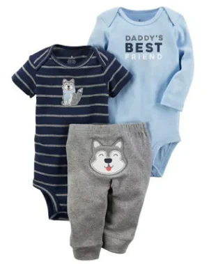 Комплект одежды для новорожденных мальчиков и девочек, боди в полоску с длинными рукавами и цветочным рисунком+ комбинезон с короткими рукавами+ штаны, комплекты из 3 предметов - Цвет: 13