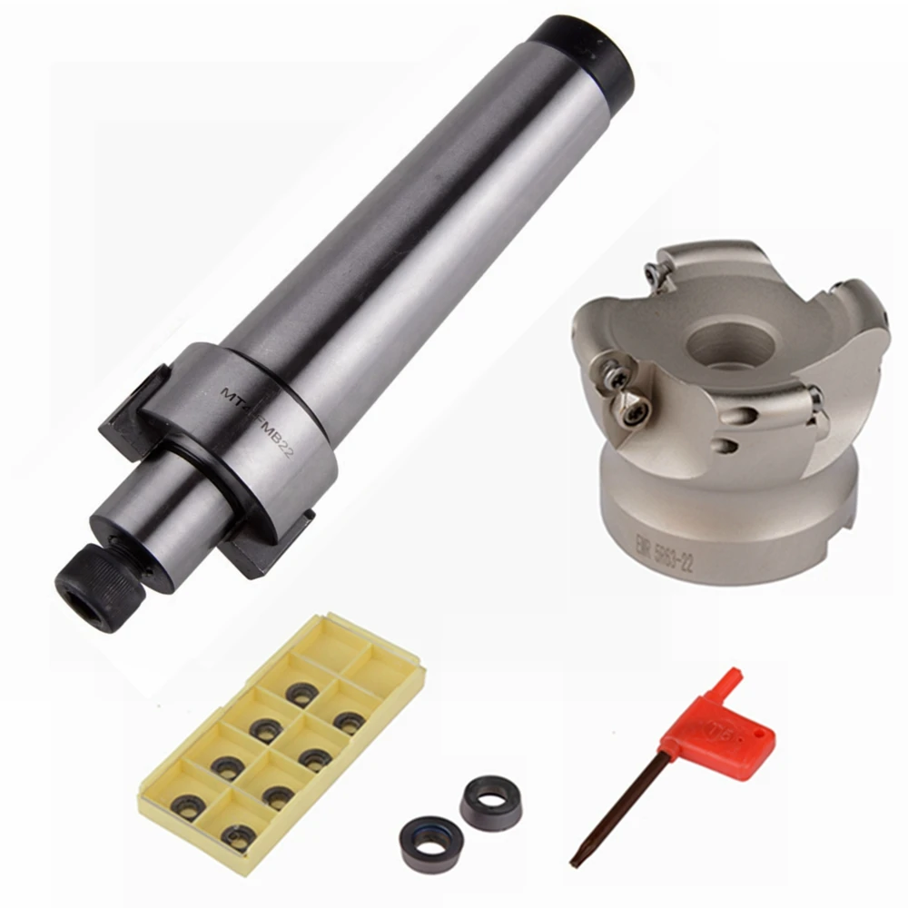 

MT4-FMB22-M16 Straight Shank Extension Rod EMR 5R 63-22 Face End Mill Cutter With 10pcs RDMT1003 Inserts CNC Tool