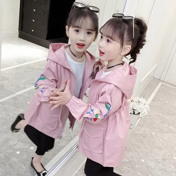 

Baby Girls Windbreaker 2019 Spring Jackets For Girls Trench Coat Kids Cotton Solid Jacket Teenage Girls Clothing Overcoat TZ395