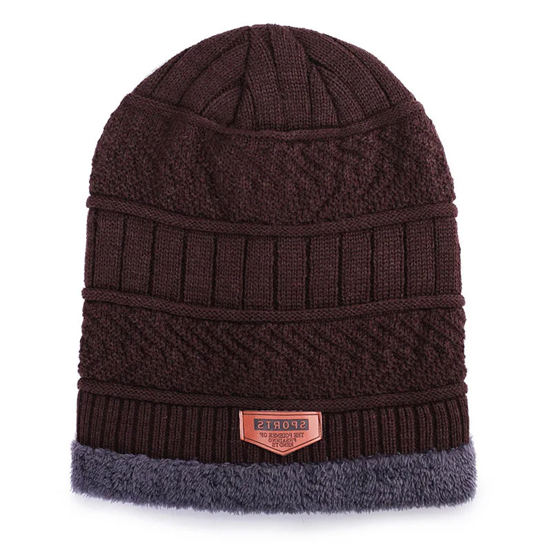 Коричневый Зимняя женская шапка Мужская Skullies Beanies вязанная Шерстяная Лыжная кепка вязаная шапка женская s вязаная шапочка шапки для женщин унисекс WH057 - Цвет: Коричневый