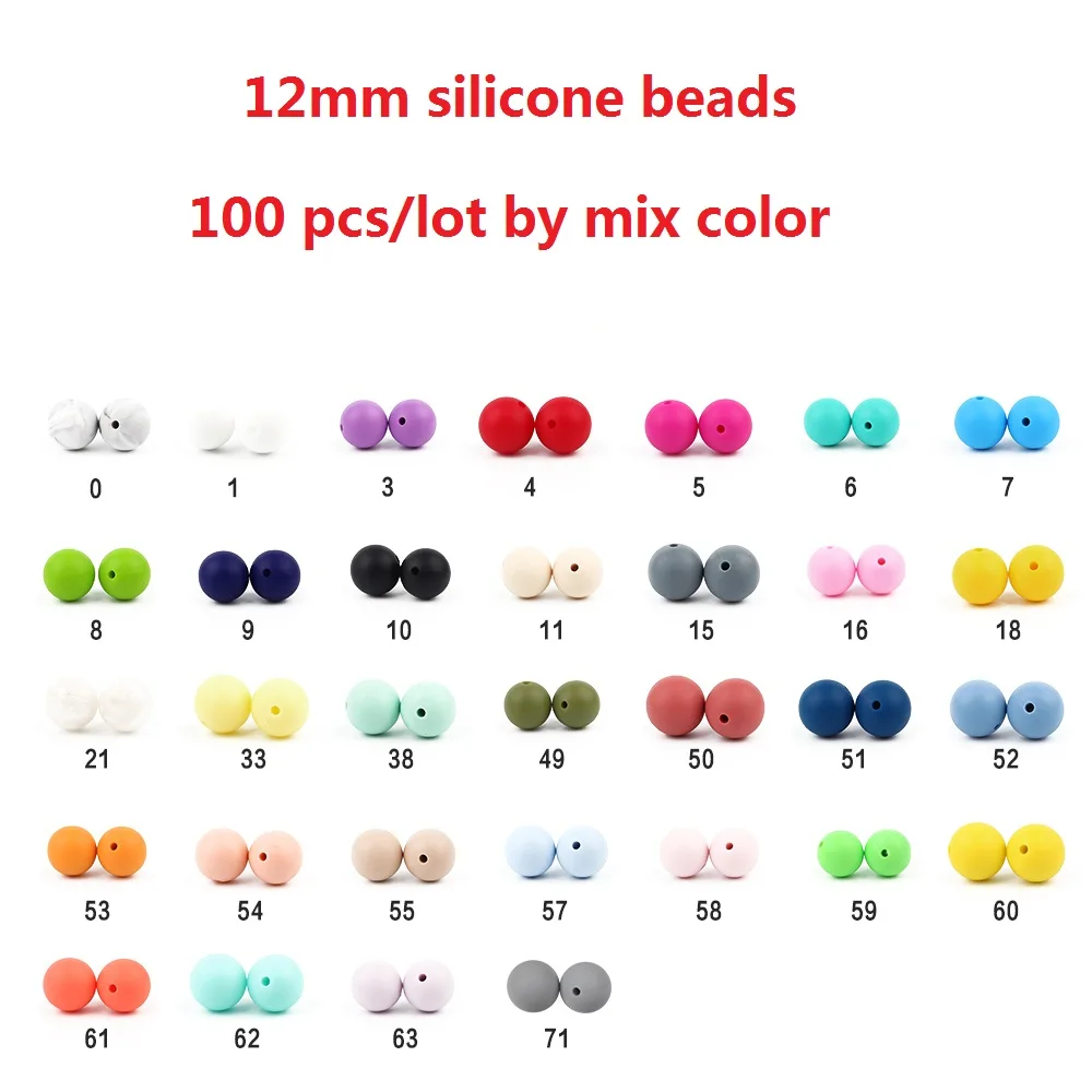 12mm MIX color BOBO. BOX, 100 шт./лот, силиконовые бусины, Детские Прорезыватели, 9/мм, Детские Прорезыватели для зубов, бусины для соски, цепочка, силиконовые прорезыватели, BPA бесплатно - Цвет: 12mm MIX color