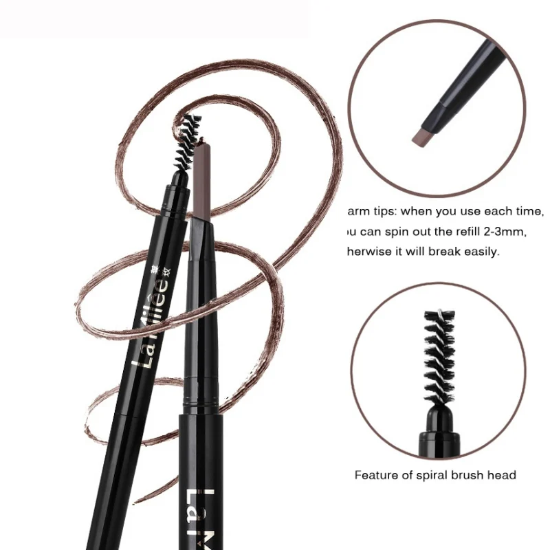 Макияж Двойной Heaed бровей ручка Sweatproof Colorfast Long-стойкий для бровей ручка карандаш для бровей