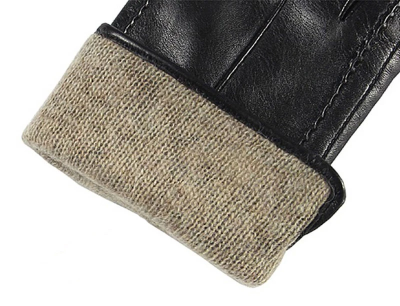 Бренд натуральной кожи перчатки высокое качество Для женщин перчатки из овчины модные зимние теплые кожаные перчатки для вождения EL023NR