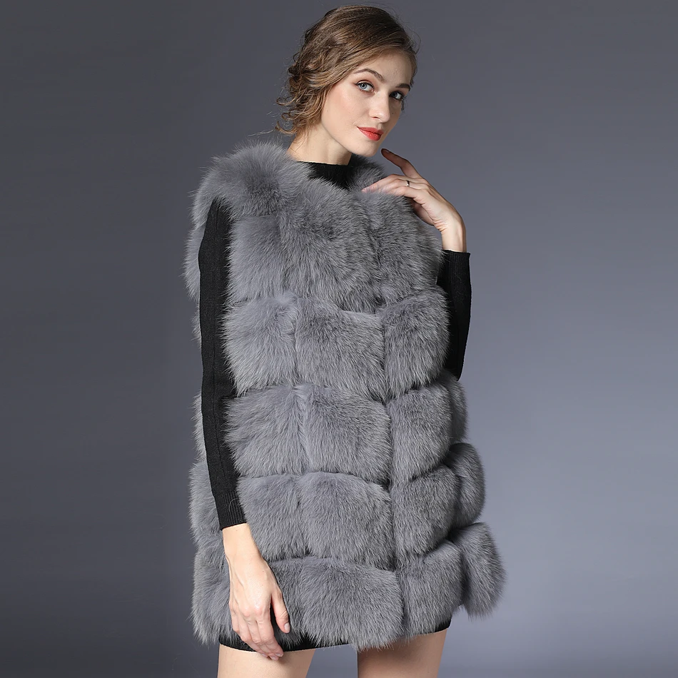 Real Fur Vest Fur Vest Women Winter black Fox Vest Waistcoat natural