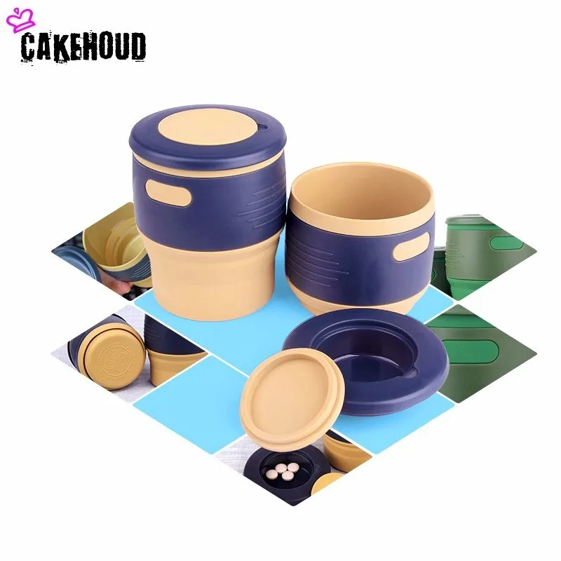 CAKEHOUD 350 мл Vogue Открытый Путешествия силиконовые для полоскания чашки выдвижной складной Tumblerful Кубок Телескопическая складная