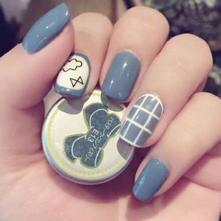 

Pure and fresh and clouds bishops Lovely product nail glue 24 piece of fake nails, nail box patch fingernails