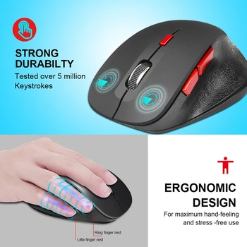 

2.4Ghz Wireless Mouse Ergonomic Mice 6 Buttons 2400Dpi 4 Adjustment Levels for Computer Laptop Desktop