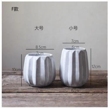 F Geometry Nordic Cement Planters Set Handmade Flowerpot Mini Geometric Succulent Plant Pots Flower Pot Bonsai Planters - Цвет: F