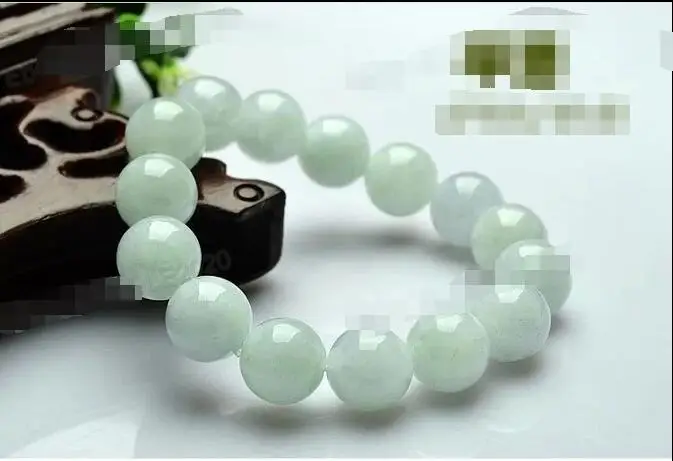 

Free Shipping >> Natural 12mm Light Green Ice Jadeite Beads Elastic Bracelet