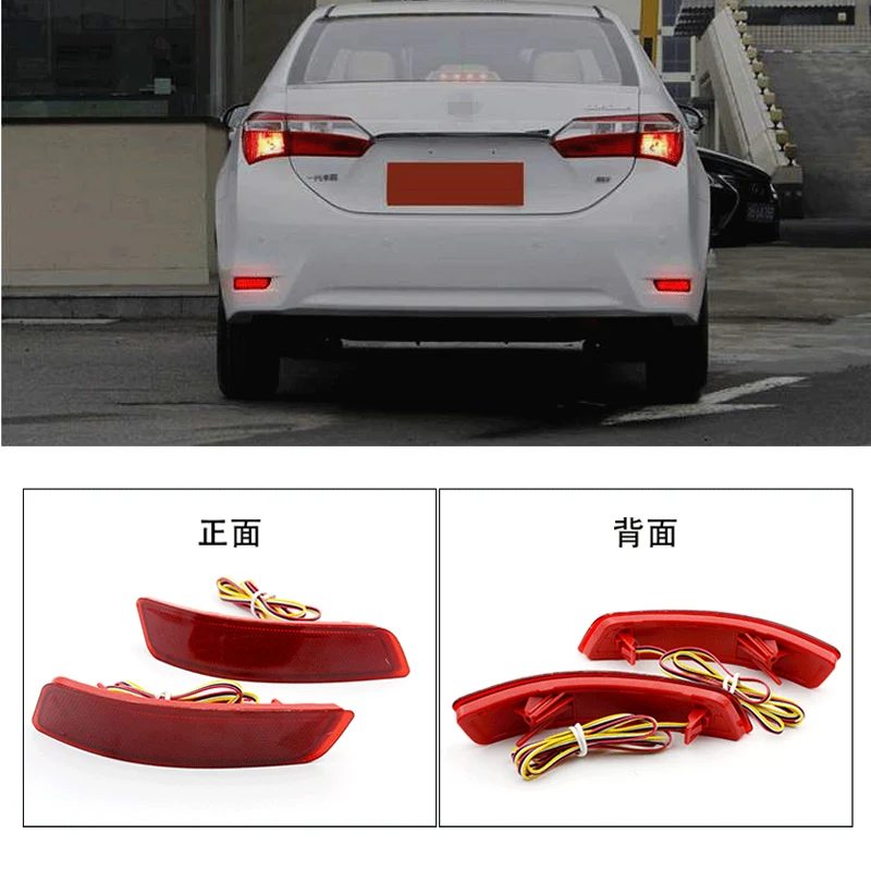 

2PC Car Styling Rear Bumper Reflector Light Auto LED Driving Brake Tail Lights & Turn Signals For Toyota Corolla LexuS 2014-2016