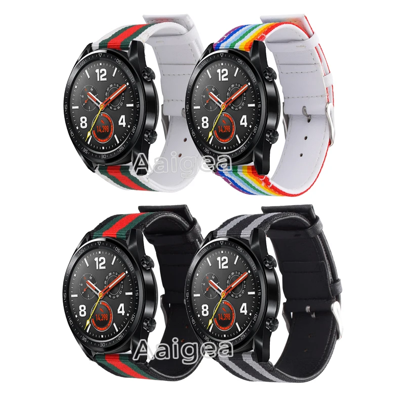 

Nylon with Genuine Leather Watch Strap Band for Huawei Watch GT Honor Watch Magic Dream Replacement Sports Bracelet Wrist Strap