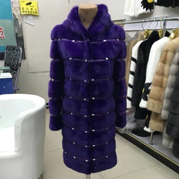

Mink Skin Real Fur O-neck Long New Fashion Young Women Whole Coat with Hood Autumn Winter Popular Slim Mink Fur Jacket