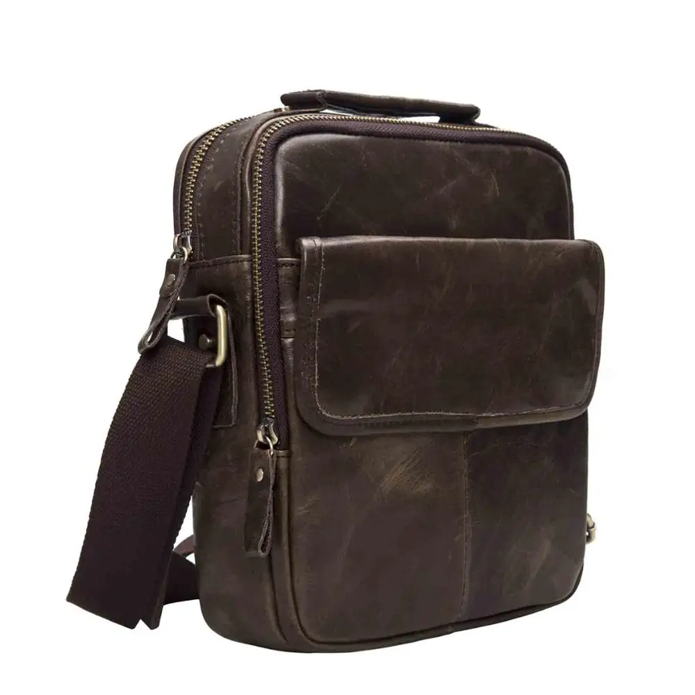 Оригинальная кожаная Мужская Дизайнерская Повседневная винтажная сумка-мессенджер через плечо модная мужская сумка-портфель Mochila планшеты Сумка-тоут 2004b - Цвет: grey