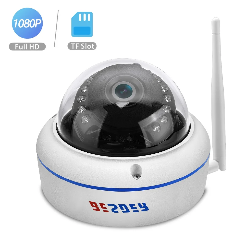 

BESDER Wireless 2MP Audio IP Camera FHD 1080P Home Security Dome WiFi Camera Vandal-proof 64G TF Card Outdoor Camera iCsee P2P