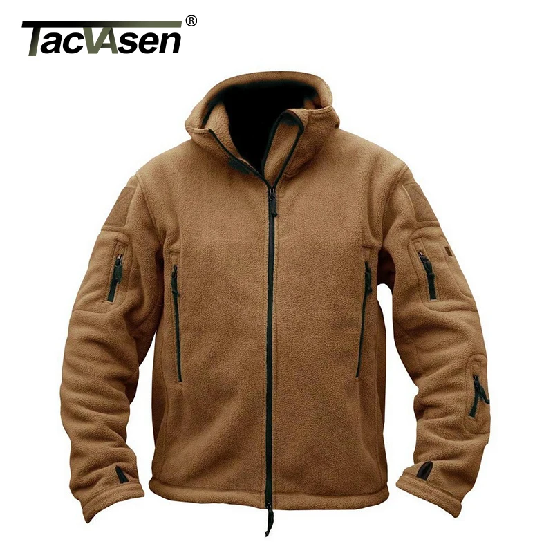 TACVASEN Antivento Giacca in Pile da Uomo Outdoor Militare Caldo Cappotto