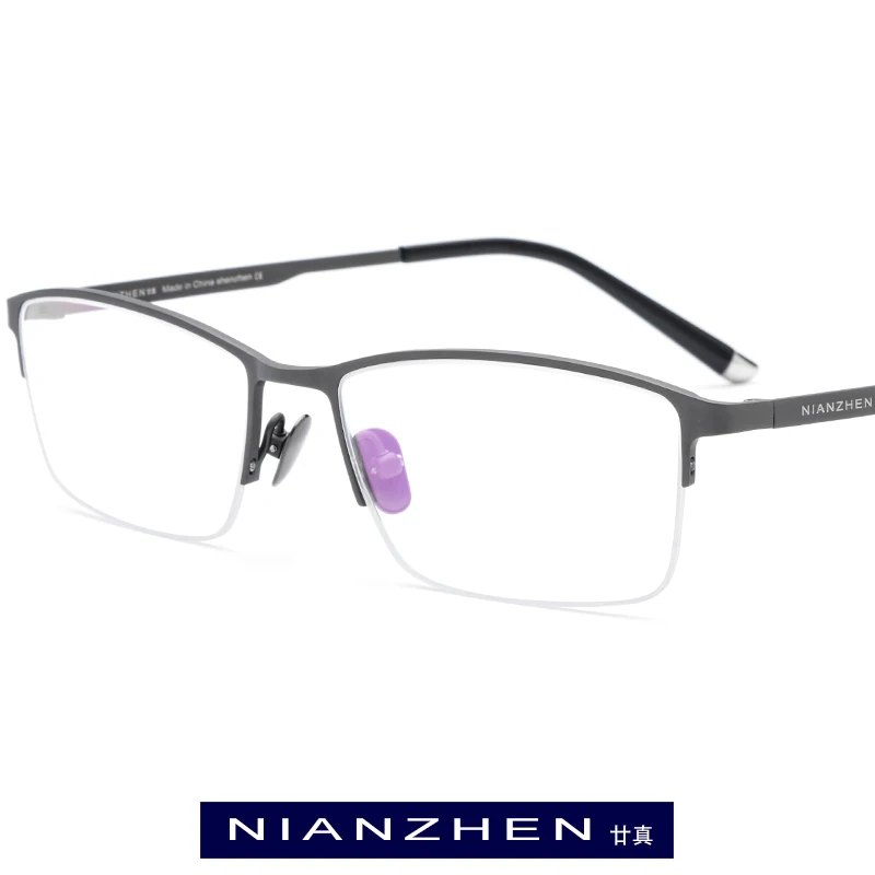 

Pure Titanium Eyeglasses Frame Men Square Myopia Optical Frames Semi Rimless Eye Glasses for Men Vintage Retro Half Eyewear 1182