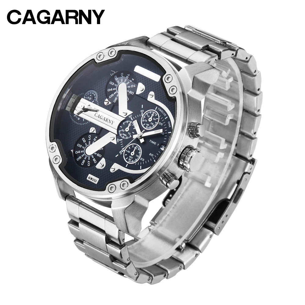 cagarny mens watches quartz watch men dual time zones big case dz military style 7331 7333 7313 7314 7311 steel band watches free shipping (9)