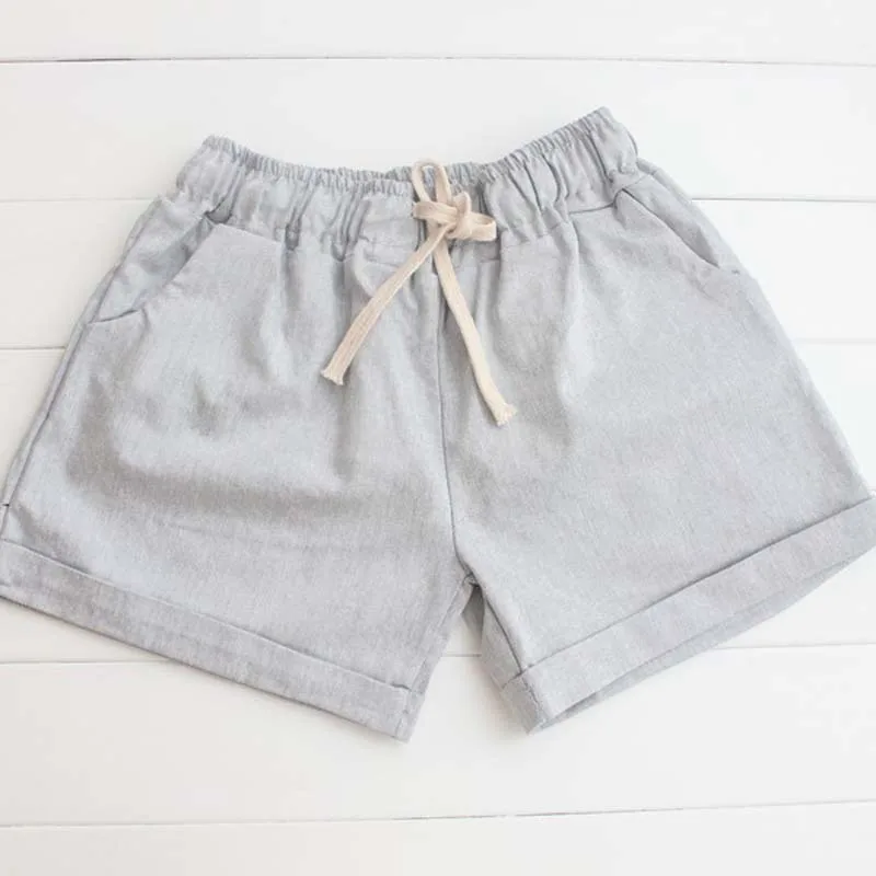 DANJEANER Women Cotton Shorts 2018 Summer Fashion Candy Color Elastic Waist Drawstring Short Pants Woman Casual Plus Size Shorts