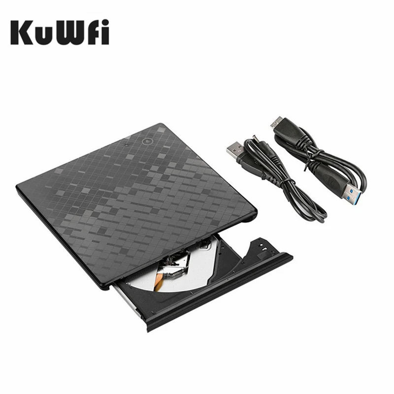 

KuWFi USB 3.0 DVD Burner Ultra Slim External CD/DVD Player Burner Touch Control Optical Drive For MAC OS Windows 10/7/8 Laptops