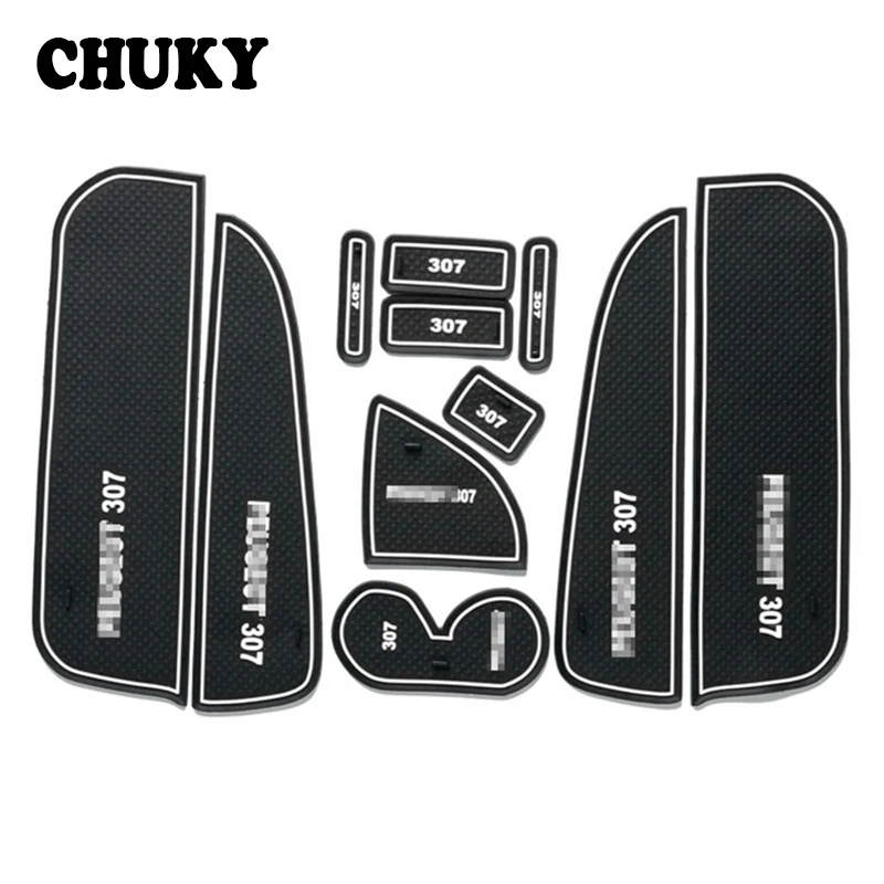 

CHUKY For Peugeot 308 2008 508 301 2015 Car cup mat gate slot pad door carpets Interior decoration for Peugeot 307 Accessories