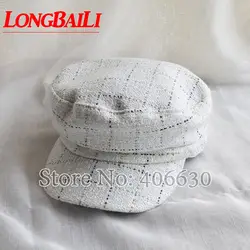 LongBaiLi Новый плед белый военные шапки для Для женщин Мода Шапки Бесплатная доставка SHDB043