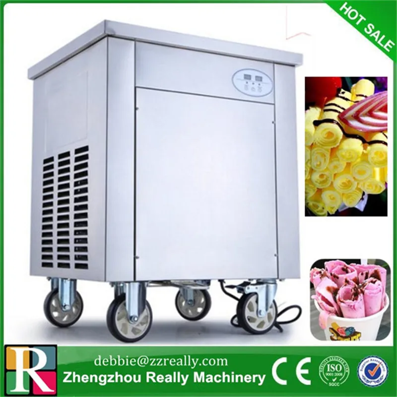 Single pan fried ice cream machine Thailand rolled fried ice cream