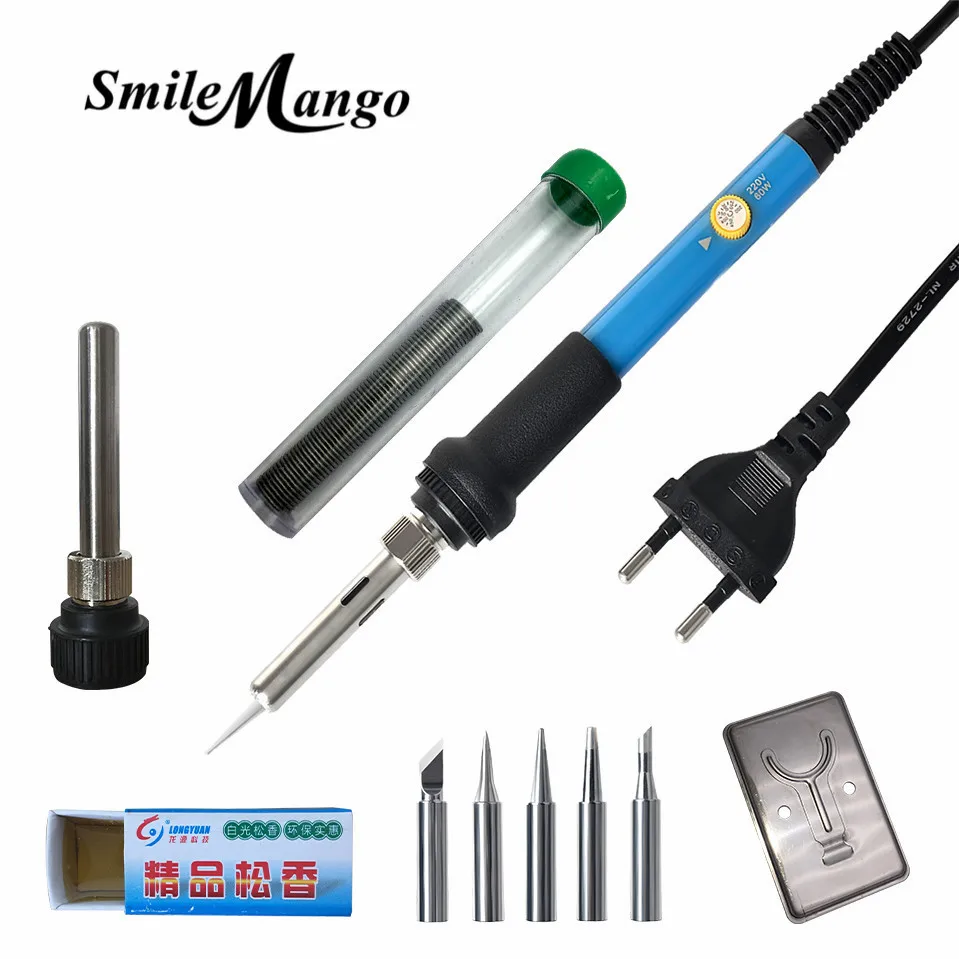 

AC 110V / 220V 200-450 Temperature 60W Electric Soldering Iron + 5PC Soldering Iron Tips For SMT SMD Solder Rework Repair