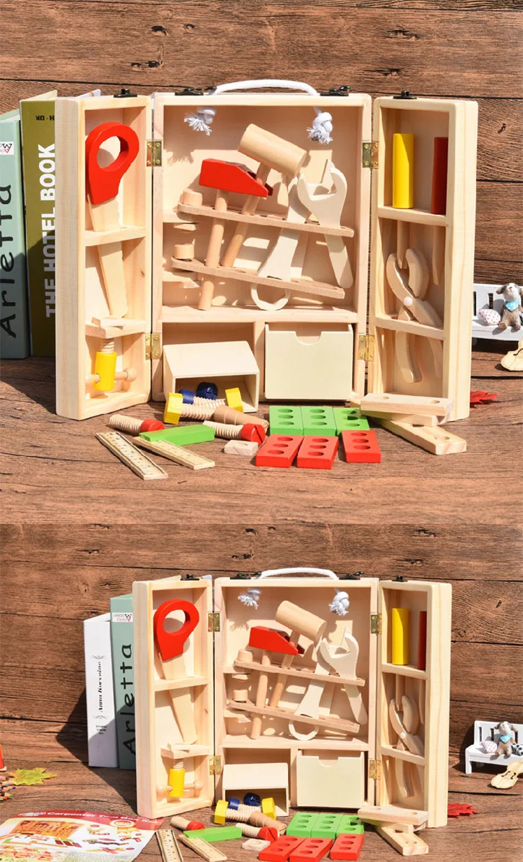 Детский деревянный ящик для инструментов Набор для ремонта развивающие игрушки Моделирование разборка деревообрабатывающая коробка