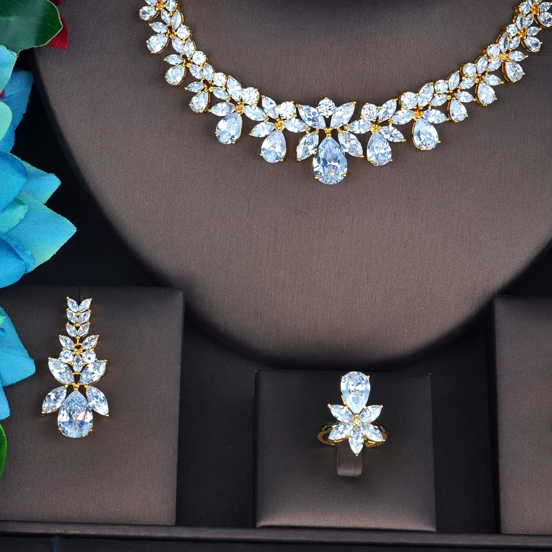 HIBRIDE New Luxury Design Gold Color Bridal Dubai Jewelry Sets For Women Wedding Accessories Party Gifts N-736 - Image 3