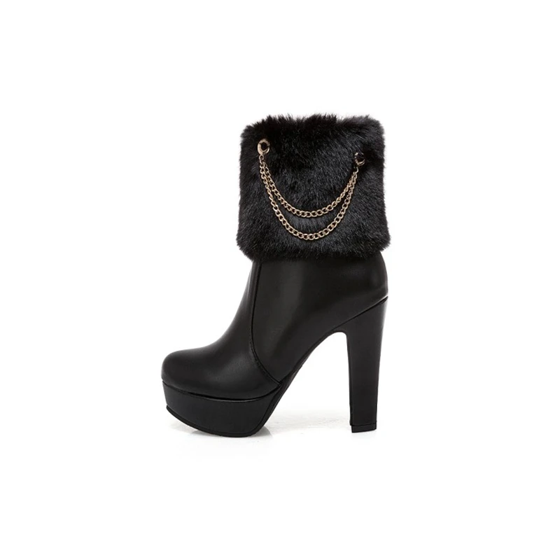 BLXQPYT/Большие размеры 34-50; зимние ботинки; Botas Mujer; Модные ботильоны; брендовая пикантная осенне-зимняя теплая женская обувь на высоком каблуке; 3362