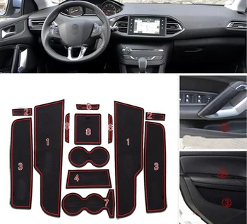 

Car Door Groove Mat Gate Slot Cup Armrest Storage Pad Mat For Peugeot 308S 1.6T