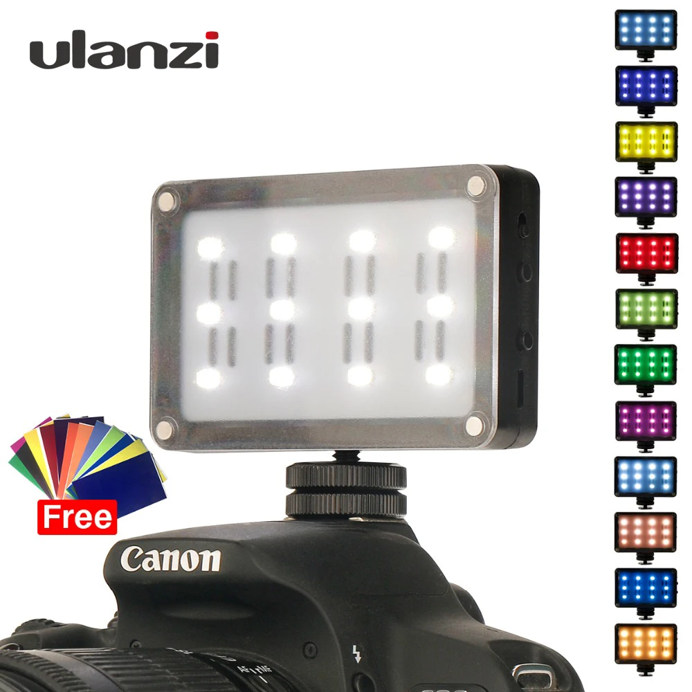 

CardLite Mini Portable Video Camera LED Light for DSLR Canon Nikon with Filter 12 Color Gel Dimmable Led Fotografia Lighting
