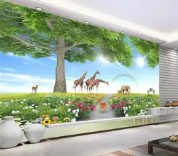 Пользовательские 3d фото обои детская комната росписи большое дерево животный мир 3d фото диван фон нетканые обои для стен 3d