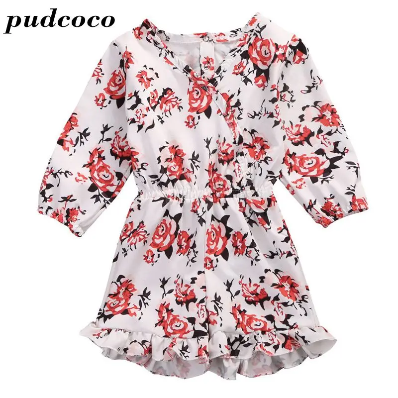 

2017 Summer Fashion Floral Long Sleeves Infant Baby Girls Kid Romper Jumpsuit Outfits Clothes 0-24M