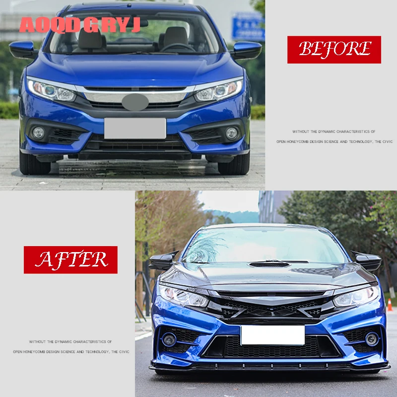 Автомобильный Стайлинг Подходит для Honda 10th Gen Civic sedan- Ghost face style передний решетка гриль бампера черный