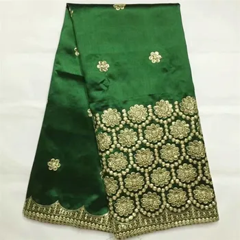 

Free Shipping embroidered flowers With Sequins gree color george lace B8G8,Good Quality and Cheap Price African Satin Fabric
