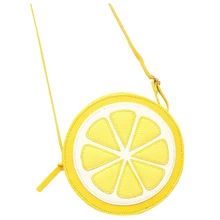 Женская сумка-мессенджер в форме лимона, маленькая мини-сумка, круговая сумка через плечо для девушек, милая сумочка(желтая