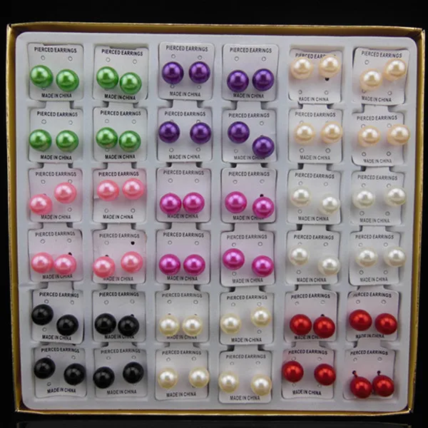 

360 Pair 9 Colors Pearl Steel Post Nickel Free Stud Earring Size10mm for Wedding Prom party Unisex free shipping