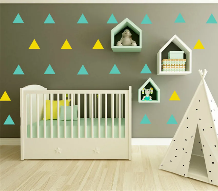 الحديثة مثلث جدار صائق-مثلث نمط جدار صائق مجموعة ديكور للمنزل سهل التركيب الاطفال الطفل غرفة نوم صائق الحائط الفينيل YO-70