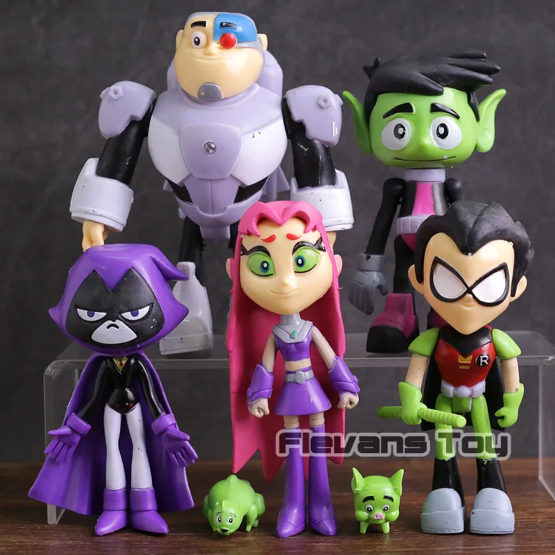 

Teen Titans Go! Robin Cyborg Beast Boy Starfire Raven Silkie PVC Action Figures Movable Model Kids Toys 5pcs/set