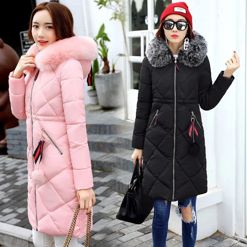 

2017 New Fashion Long Winter Jacket Women Slim Female Coat Thicken Parka Cotton Clothing Green gray Blue Clothing Hooded Student