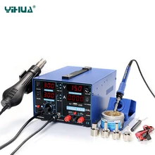 YIHUA 853D 2A с выходом 5V USB сварочная станция SMD DC ПИТАНИЕ горячего воздуха пистолет паяльник паяльная станция 3-в-1 220V 110V